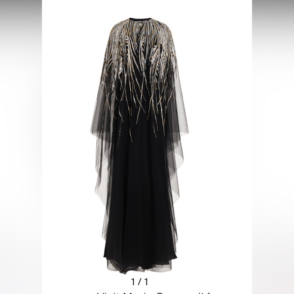 Elie Saab Black Tulle and Gold / Sequin Kaftan Gown NWT 42 - Picture 1 of 7